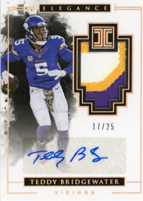 2016 Panini Impeccable Teddy Bridgewater #35 - #/25 Patch Autograph Vikings