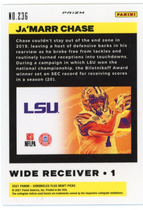 2021 Panini Flux Ja'marr Chase #263 - LSU Tigers