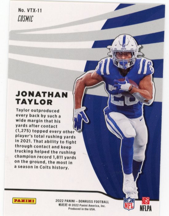 2022 Panini Donruss Jonathan Taylor Vortex #VTX-11 - #/100 Taylor