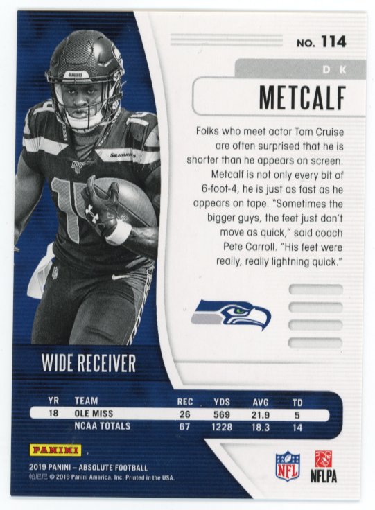 2019 Panini Absolute DK Metcalf RC #114 - Seahawks