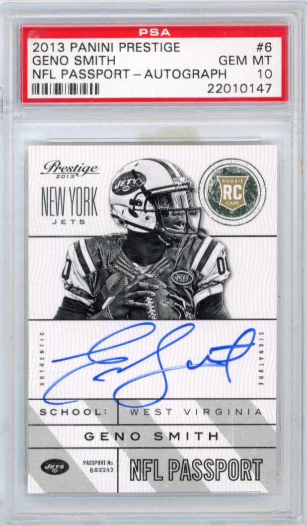 2013 Panini Prestige Geno Smith NFL Passport RC #6 - Autograph PSA 10 Jets