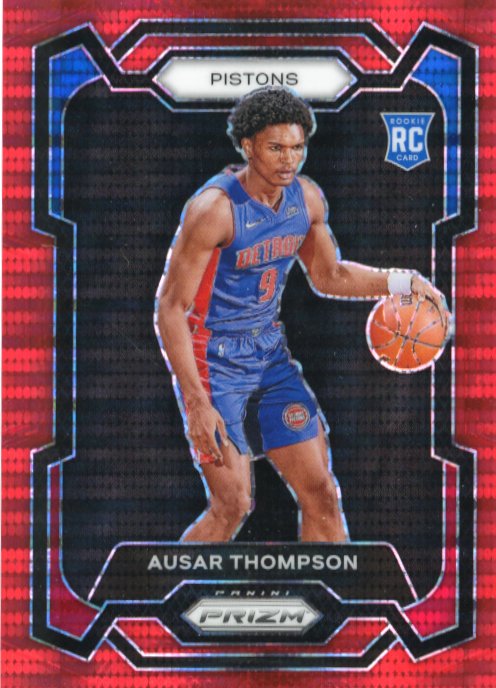 2023/24 Panini Prizm Ausar Thompson RC #178 - #/299 Red Seismic Pistons