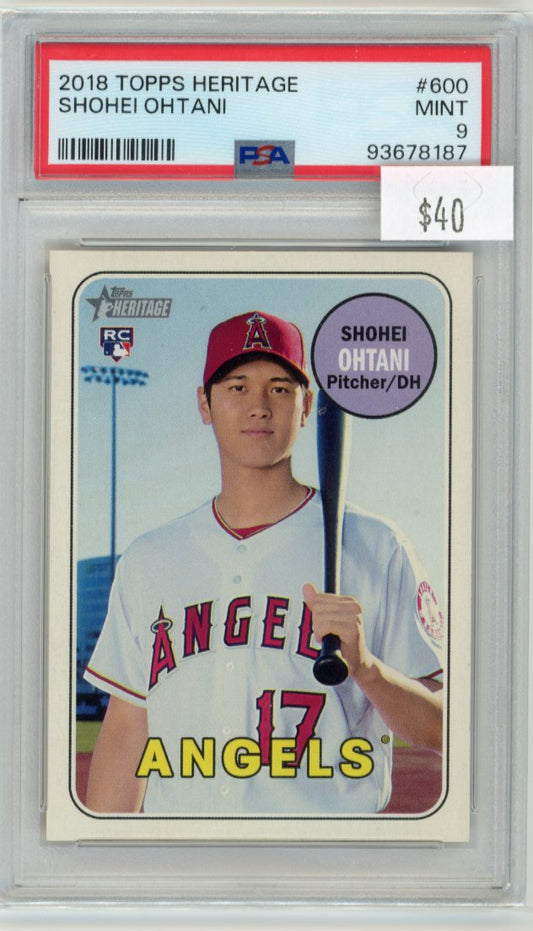 2018 Topps Heritage Shohei Ohtani RC #600 - PSA 9 Angels