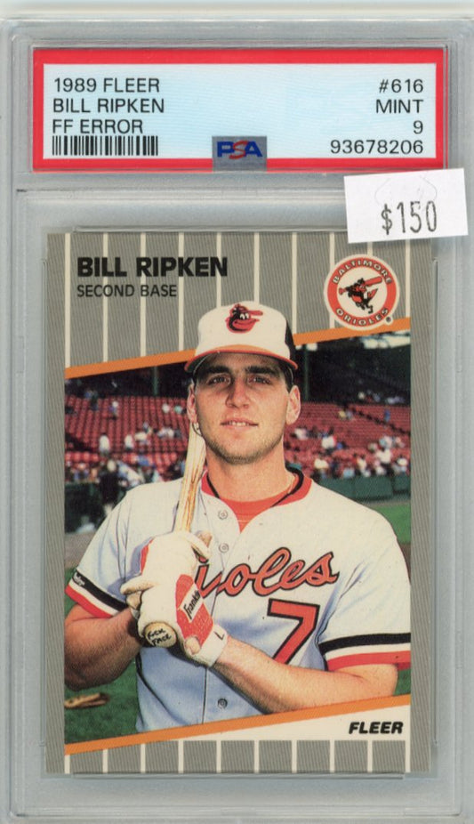 1989 Fleer Bill Ripken FF Error #616 - PSA 9 Orioles