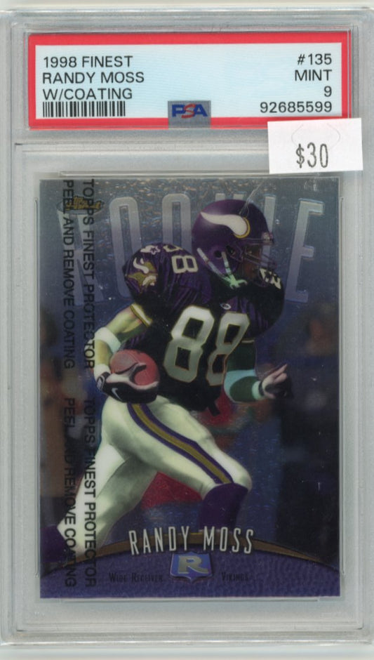 1998 Topps Finest Randy Moss #135 - w/ Coating PSA 9 Vikings