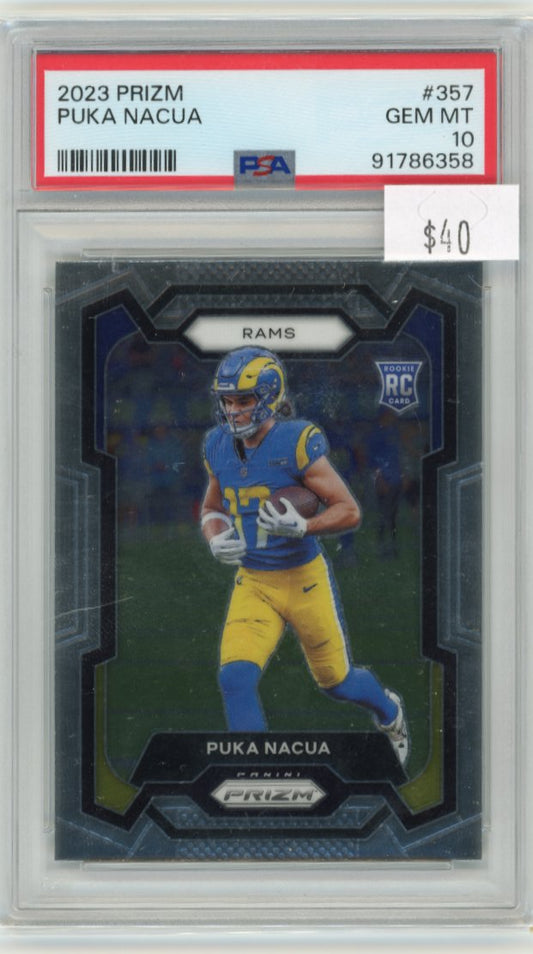 2023 Panini Prizm Puka Nacua RC #357 - PSA 10 Rams