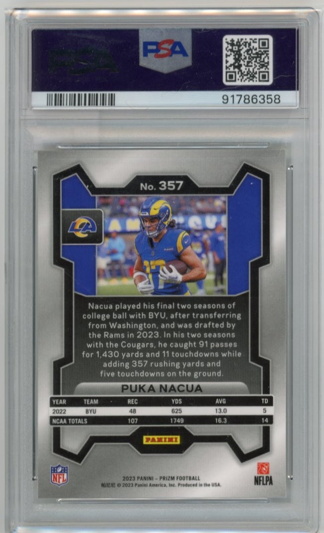 2023 Panini Prizm Puka Nacua RC #357 - PSA 10 Rams