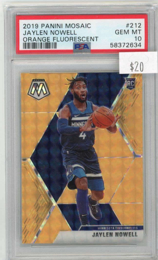 2019 Panini Mosaic Jaylen Nowell RC #212 - Orange Fluorescent #/25 PSA 10 Timberwolves