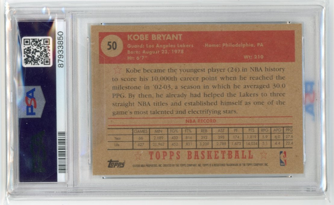 2005 Topps 1952 Style Kobe Bryant #50 - PSA 9 Lakers