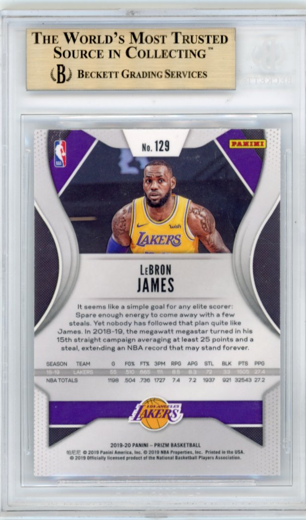 2019/20 Panini Prizm LeBron James #129 - Beckett 9.5 Lakers