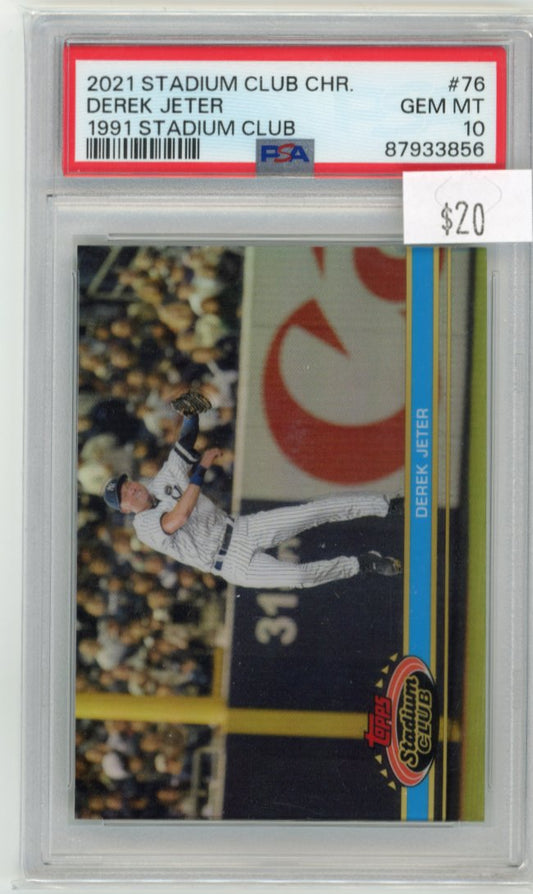 2021 Topps Stadium Club Chrome Derek Jeter #76 - 1991 Stadium Club PSA 10 Yankees