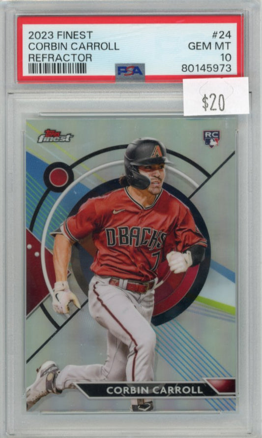 2023 Topps Finest Corbin Carroll RC #24 - Refractor PSA 10 Diamondbacks