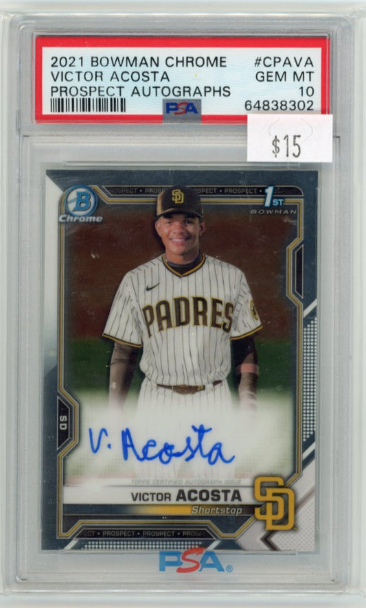 2021 Topps Bowman Chrome Victor Acosta 1st Bowman #CPAVA - Prospects Autographs PSA 10 Padres