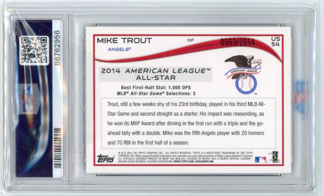 2014 Topps Update Mike Trout #US54 - Gold PSA 10 Angels