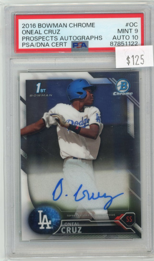 2016 Topps Bowman Chrome Oneal Cruz 1st Bowman #OC - Prospects Autographs PSA 9 Auto 10 Dodgers