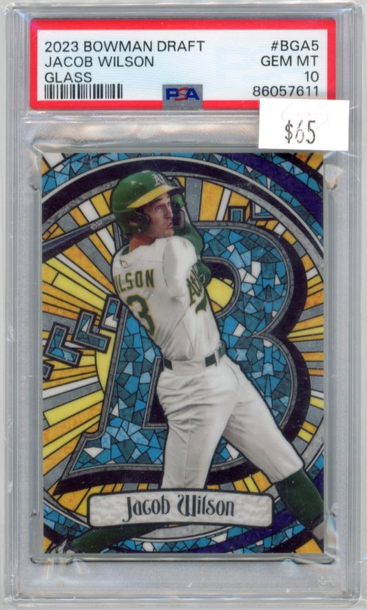 2023 Topps Bowman Draft Jacob Wilson #BGA5 - Glass PSA 10 Athletics