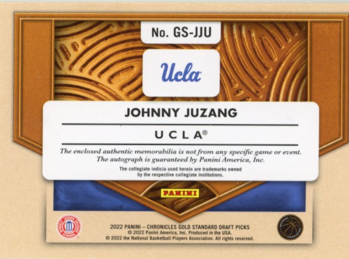 2022/23 Panini Chronicles Gold Standard Johnny Juzang #GS-JJU - Patch Auto #/25 UCLA Bruins