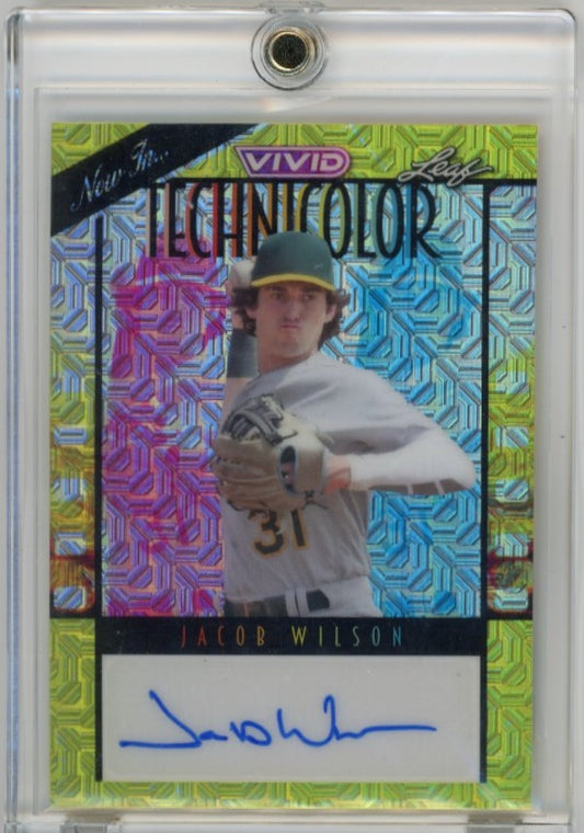 2023 Leaf Vivid Jacob Wilson #T-JWI - Technicolor Autograph #/10 Gold Athletics