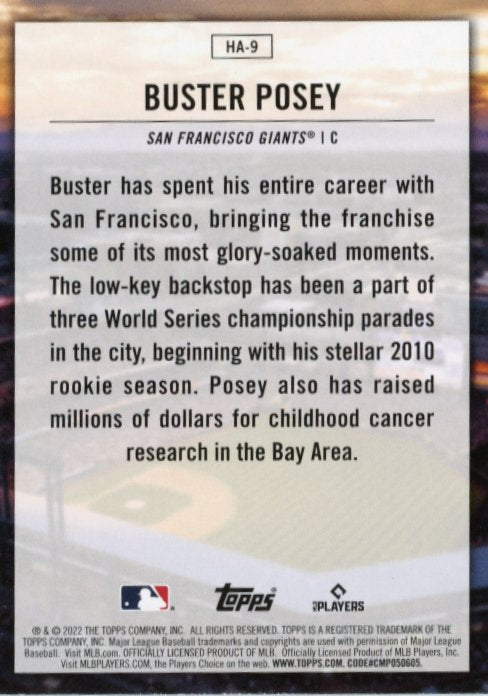 2022 Topps Buster Posey #HA-9 - Home Field Advantage Giants