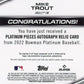 2022 Bowman Platinum Mike Trout #PPAR-MT - #/25 Orange Patch Autograph Angels