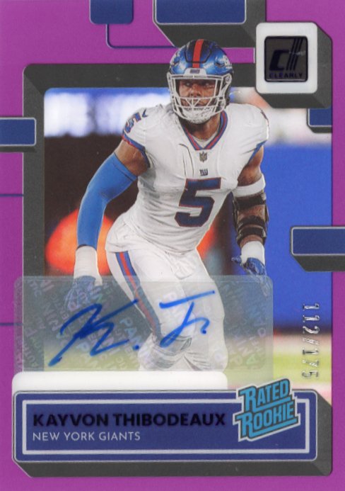 2022 Panini Clearly Donruss Kayvon Thibodeaux RC #95 - Purple Autograph #/175 Giants