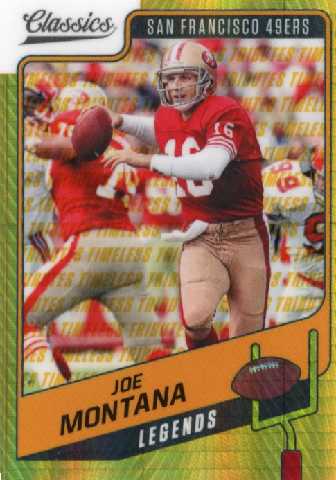 2021 Panini Classics Legends Joe Montana #111 - Yellow Timeless Tributes #/99 49ers