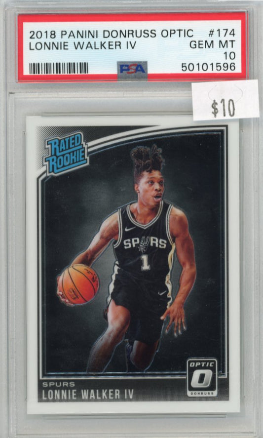 2018/19 Panini Donruss Optic Lonnie Walker IV #174 - PSA 10 Spurs