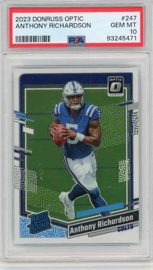 2023 Panini Donruss Optic Anthony Richardson RC #247 - Rated Rookie PSA 10 Colts