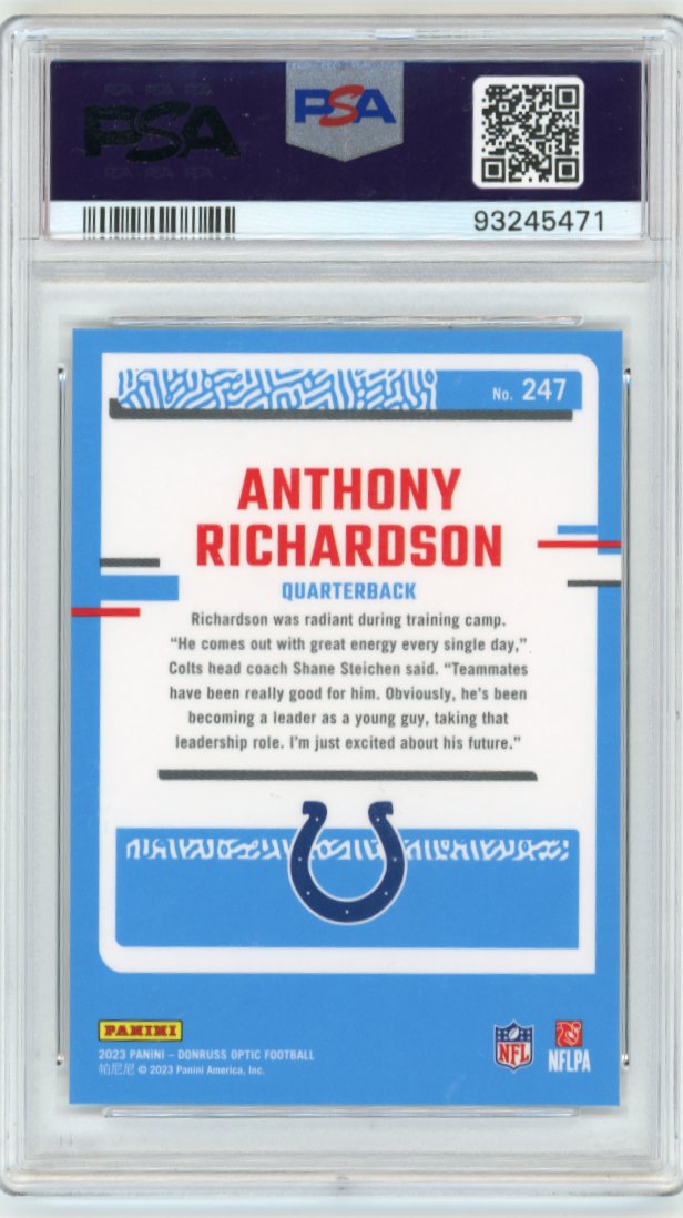 2023 Panini Donruss Optic Anthony Richardson RC #247 - Rated Rookie PSA 10 Colts