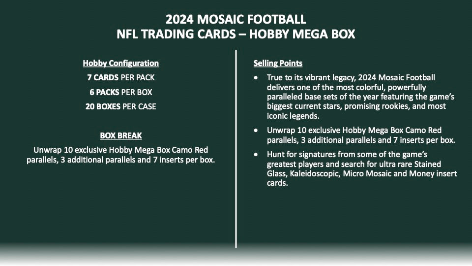 PRESALE - 2024 Panini Mosaic Football Hobby Mega Box