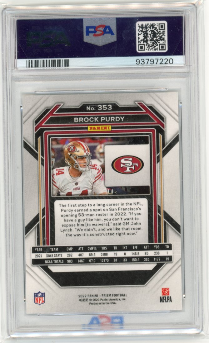 2022 Panini Prizm Brock Purdy RC #353 - PSA 10 49ers