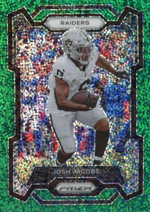 2023 Panini Prizm Josh Jacobs #178 - #/8 Green Sparkle Raiders