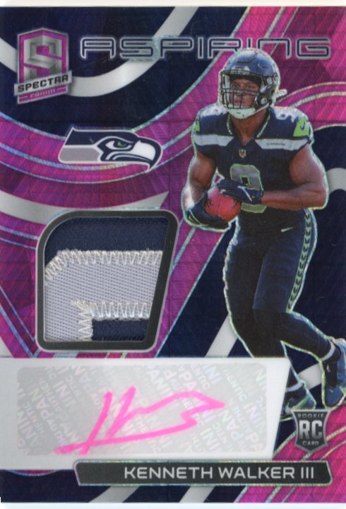 2022 Panini Spectra Kenneth Walker III RC #APA-KWA - Patch Autograph Pink Hyper #/25 Seahawks