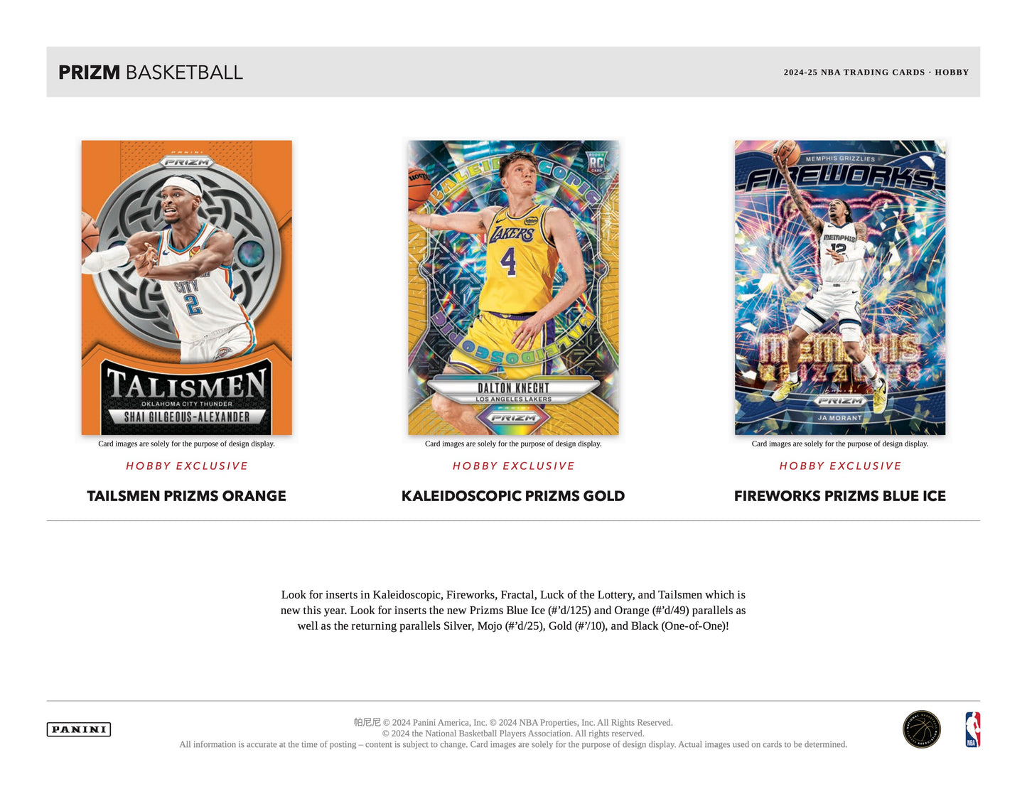 PRESALE - 2024/25 Panini Prizm Basketball Hobby Box