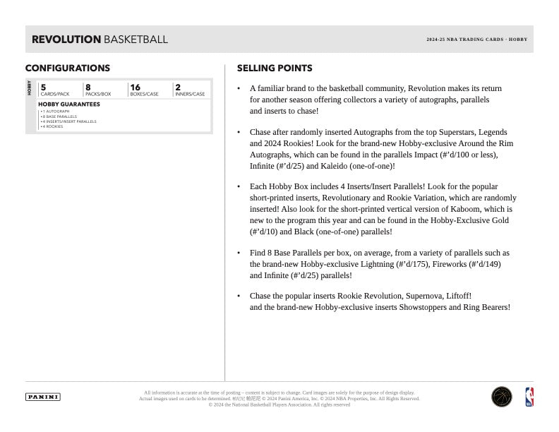 PRESALE - 2024/25 Panini Revolution Basketball Hobby Box