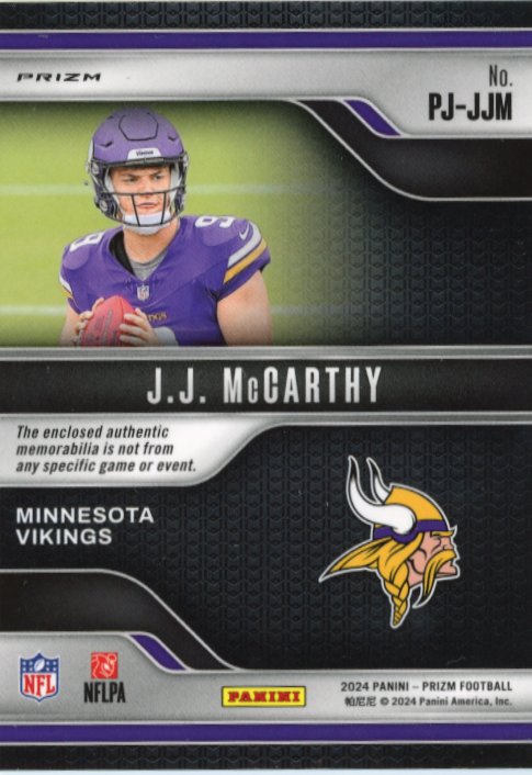 2024 Panini Prizm JJ McCarthy RC #PJ-JJM - Patch Vikings