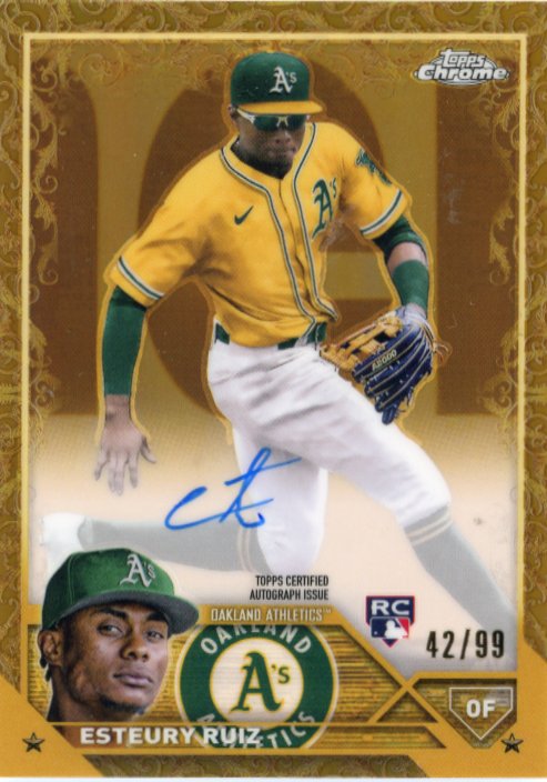 2023 Topps Chrome Gilded Collection Esteury Ruiz RC  #CGA-ERZ - #/99 Auto A's