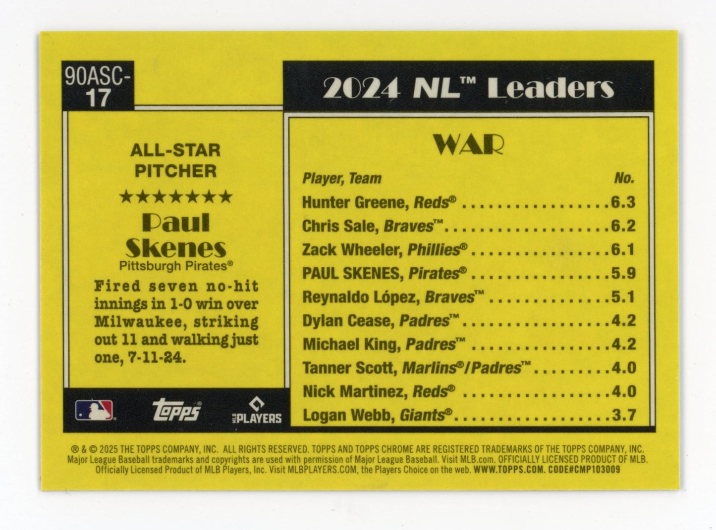 2025 Topps Chrome All-Star 35th Anniversary Paul Skenes #90ASC-17 - Mojo Pirates