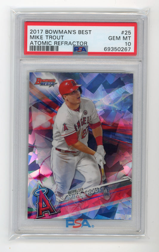 2017 Panini Bowman's Best Mike Trout Atomic Refractor #25 - PSA 10 Angels