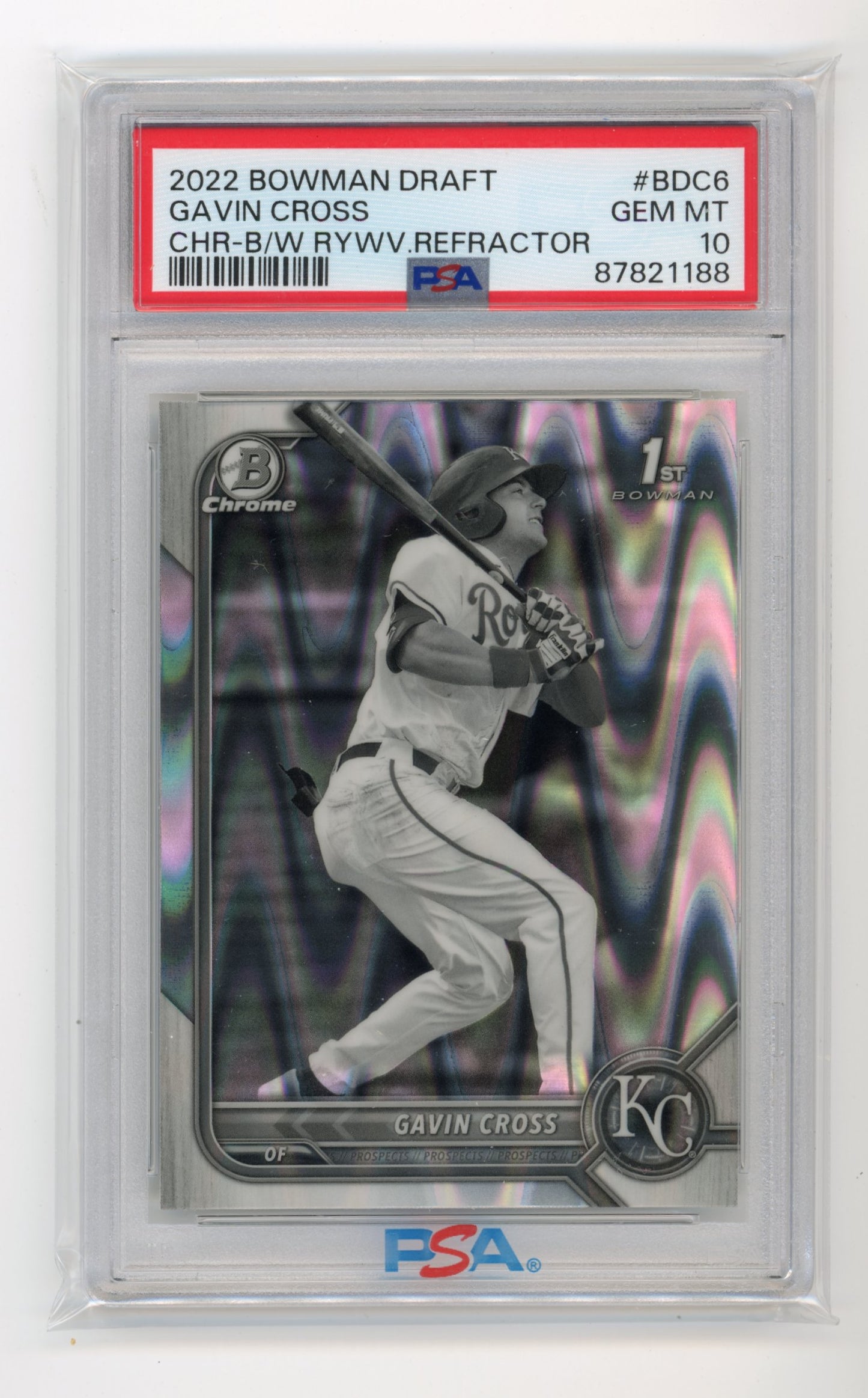 2022 Topps Bowman Chrome Gavin Cross #BDC6 - PSA 10 B&W Ray Wave Royals