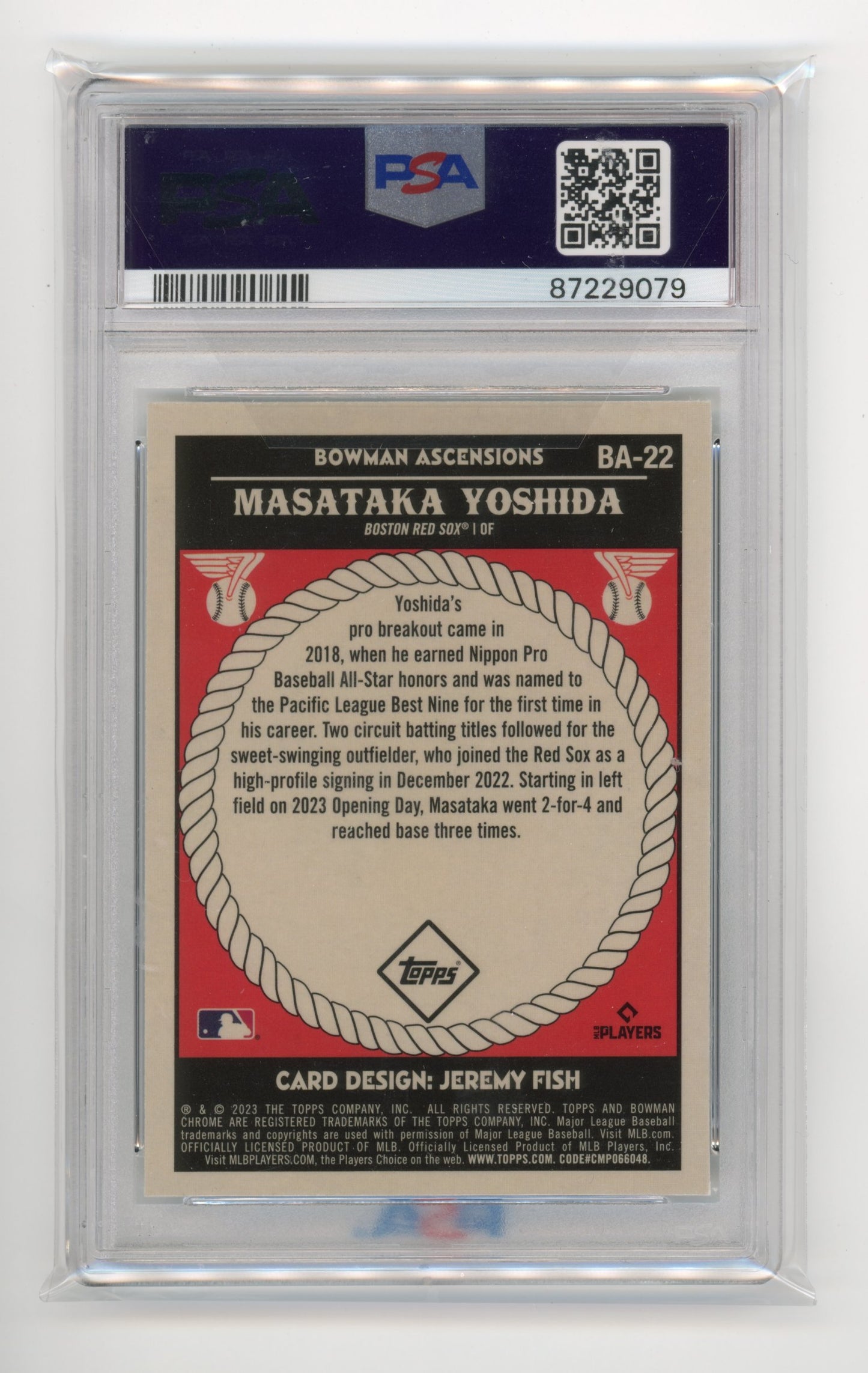 2023 Topps Bowman Chrome Masataka Yoshida Rookie #BA22 - PSA 10 Ascensions Red Sox
