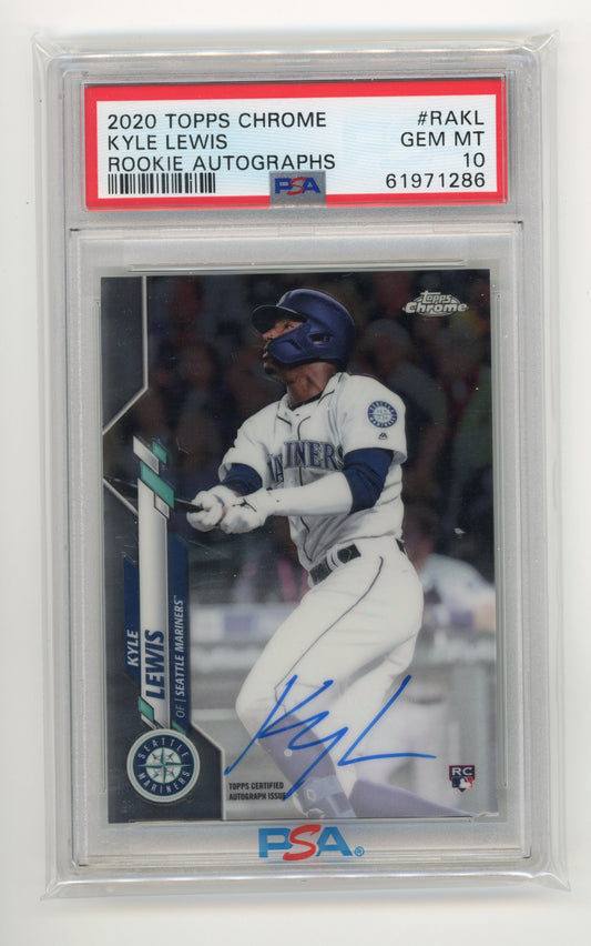 2020 Topps Chrome Kyle Lewis Rookie #RAKL - PSA 10 Autograph Mariners