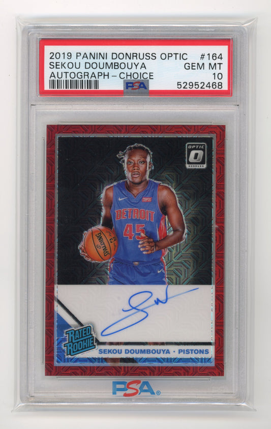 2019 Panini Optic Sekou Doumbouya Rated Rookie #164 - PSA 10 Autograph Pistons
