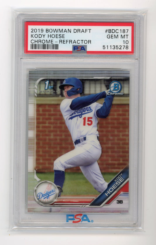 2019 Topps Bowman Chrome Kody Hoese #BDC187 - PSA 10 Dodgers