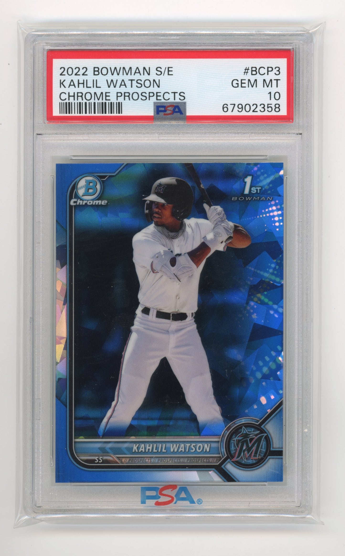 2022 Topps Bowman Chrome Kahlil Watson #BCP3 - PSA 10 Blue Cracked Ice Mariners
