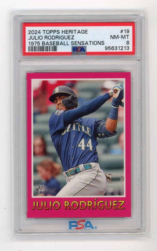 2024 Topps Heritage Julio Rodriguez #19 - PSA 8 Mariners