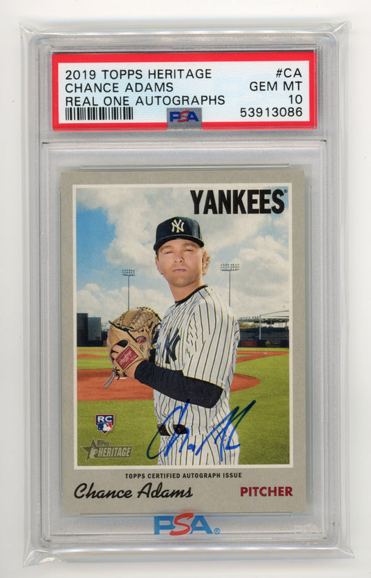 2019 Topps Heritage Chance Adams Rookie #CA - PSA 10 Autograph Yankees