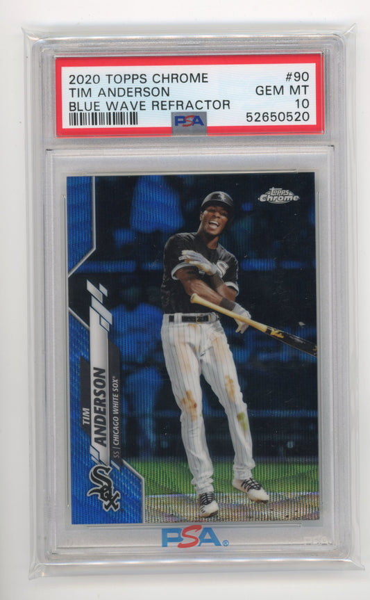 2020 Topps Chrome Tim Anderson #90 - PSA 10 #/75 Blue Wave White Sox