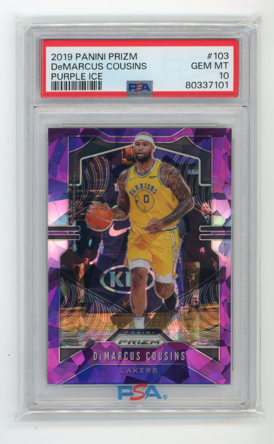 2019 Panini Prizm DeMarcus Cousins #103 - PSA 10 #/149 Purple Ice Warriors