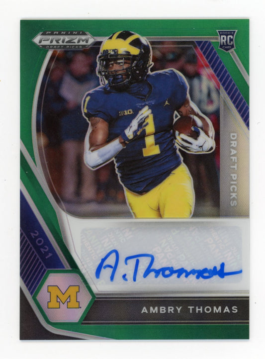 2021 Panini Prizm Draft Picks Ambry Thomas #DPA-AMT - Green Auto Wolverines